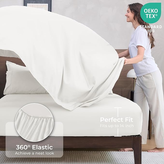 HEVUMYI Ivory Queen Comforter Set - Image 5