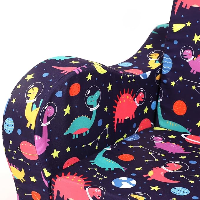 Dinosaur Kids Sofa, 2-in-1 Kids Couch Fold Out, Convertible Sofa to Bed - Image 5