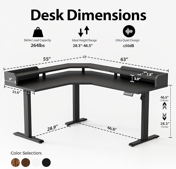 Agilestic L Shaped Standing Desk, Adjustable Height Corner Gaming Desk - Image 2