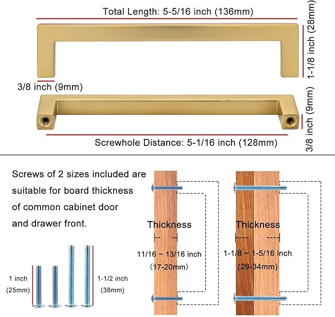 KOOFIZO 30-Pack Solid Square Bar Cabinet Handle - Image 2