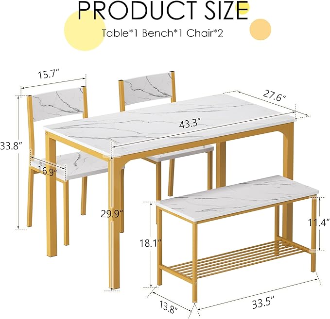 soges 4-Piece Dining Table Set - Image 7