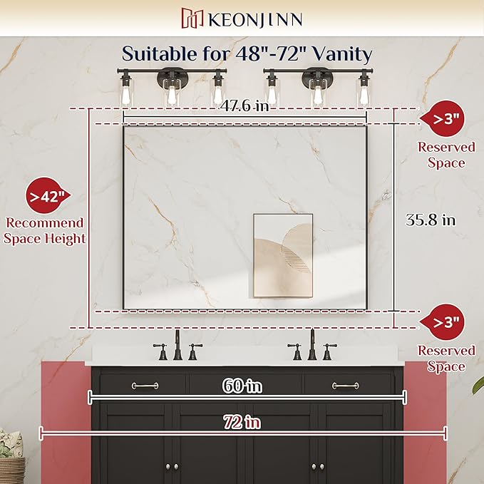 Keonjinn 48 x 36 Inch Silver Bathroom Mirror - Image 5