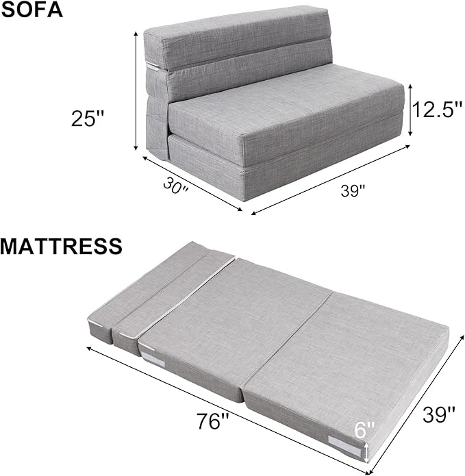 ANONER Folding Sleeper Chair Sofa Bed Lazy Couch - Image 3