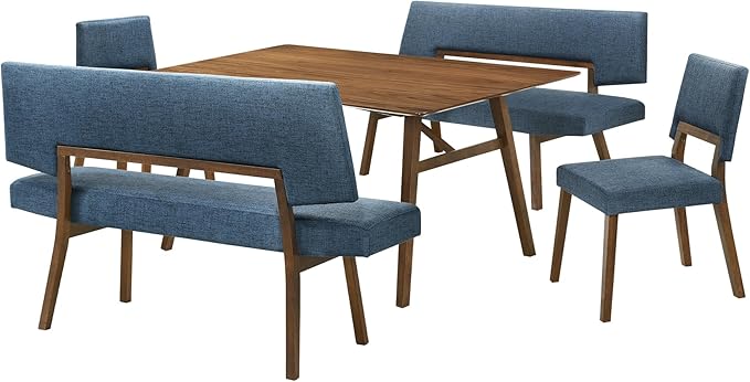 Armen Living Channell Mid Century Modern 5 Piece Walnut Wood Dining Table Set by ArmenLiving