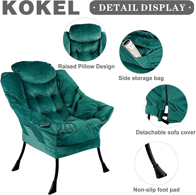 Lazy Chair with Folding Ottoman, Living Room Chairs, Accent Contemporary Lounge - Image 4
