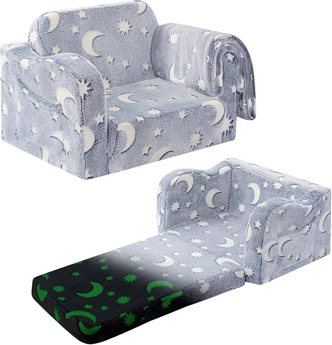 Kids Toddler Chair, 2-in-1 Toddler Couch Fold Out, Convertible Chairs by Snowmini