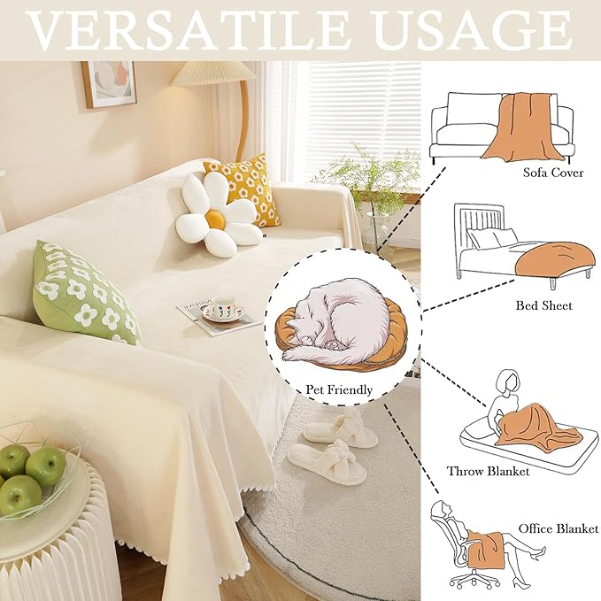 HANDONTIME Beige Sofa Covers Couch Covers - Image 5