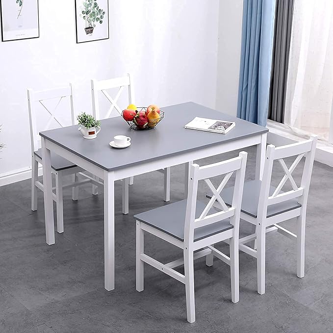 soges Dining Table Set for 4, 42.5 inch Pine Wood Dining Room Table - Image 2