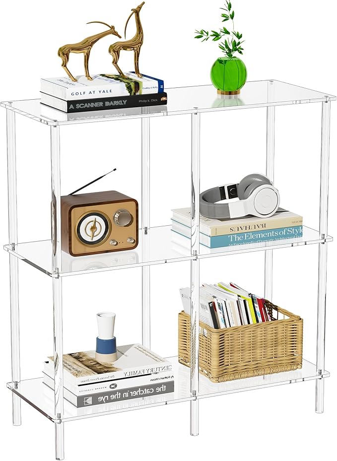 Acrylic Side Table Clear 3-Tier End Table by AcrylicFurnitureHomeDecor
