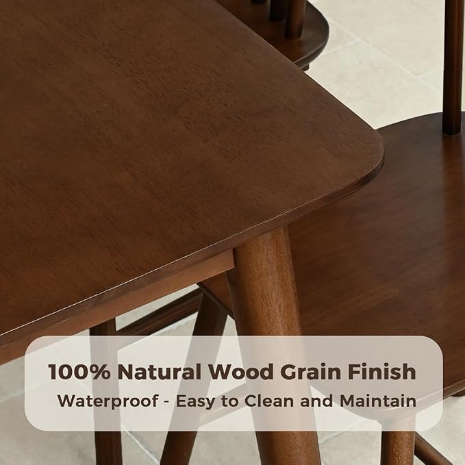DELAVIN 47.2" Solid Wood Dining Table, Mid Century Modern Wooden Kitchen Table - Image 4