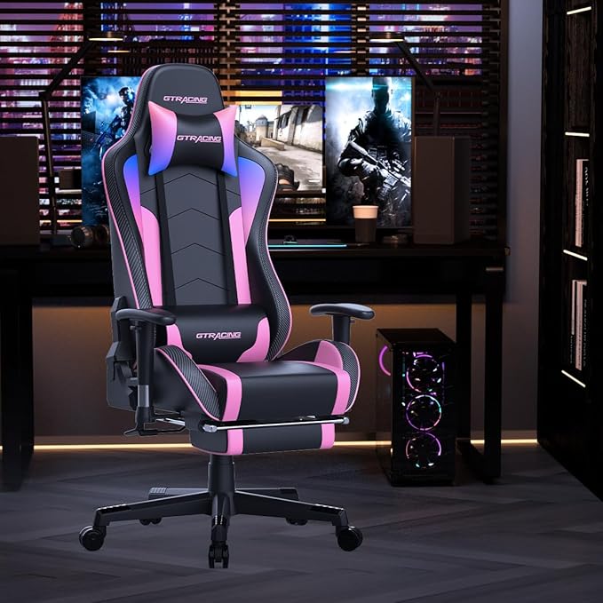 GTRACING Gaming Chair with Footrest Speakers Video Game Chair Bluetooth Music - Image 2
