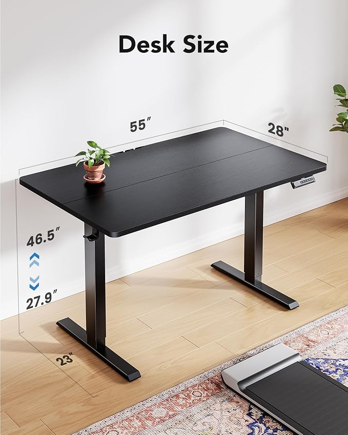 HUANUO 55" x 28" Electric Standing Desk Adjustable Height, 4 Memory Height - Image 3
