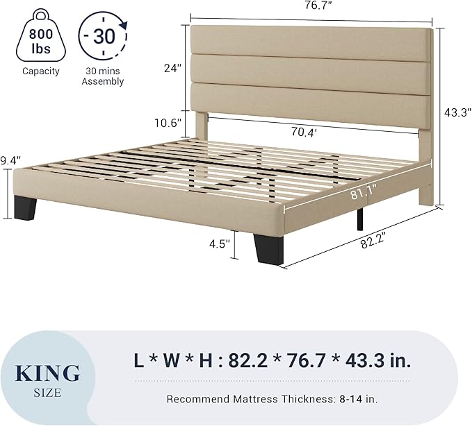 Allewie King Size Platform Bed Frame - Image 2