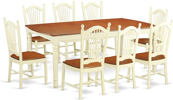 East West Furniture DOVE9-WHI-W 9 Piece Dining Room Table Set Includes a by EastWestFurniture
