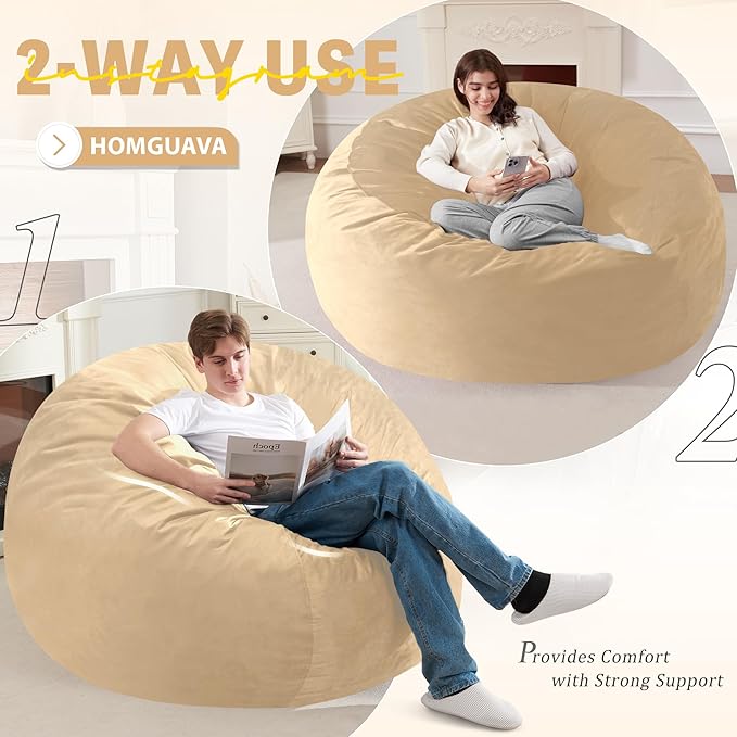 Homguava 6FT Bean Bag Chair Giant BeanBag - Image 6
