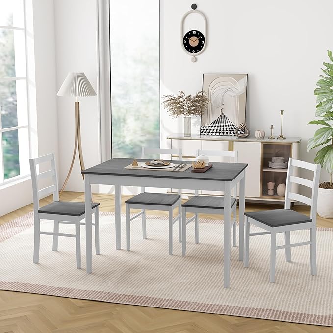 Giantex Dining Table Set with Kitchen Table, Dining Chairs, Compact - Image 8