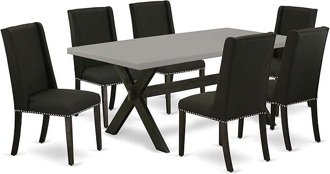 East West Furniture X697FL624-7 7 Piece Dining Room Furniture Set Consist of a - Image 2