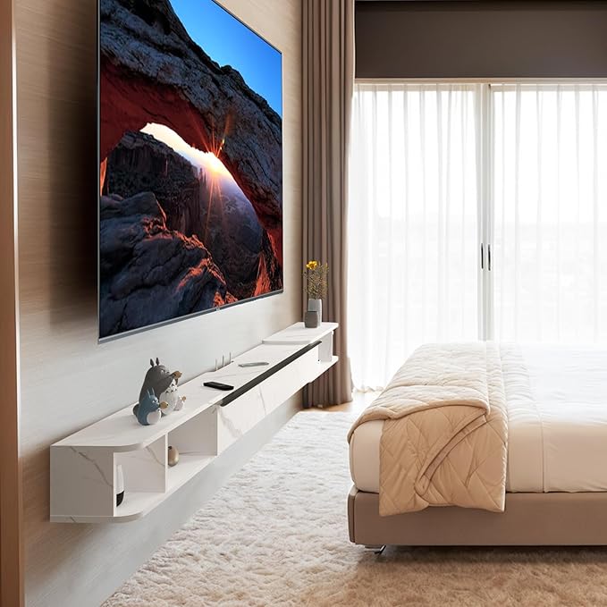 Pmnianhua Retractable Length Floating TV Stand, Minimalist Floating TV Shelf - Image 3