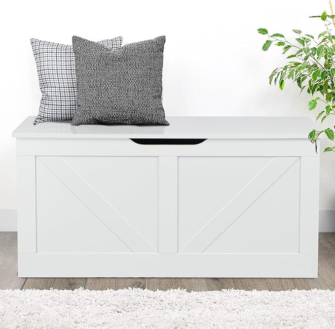 39.4" Storage Chest, Wooden Storage Bench, Large Storage Trunk - Image 9