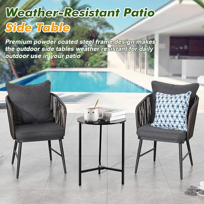 1 Pack 13" Metal Outdoor Side Tables Small Black Outside End Table - Image 5