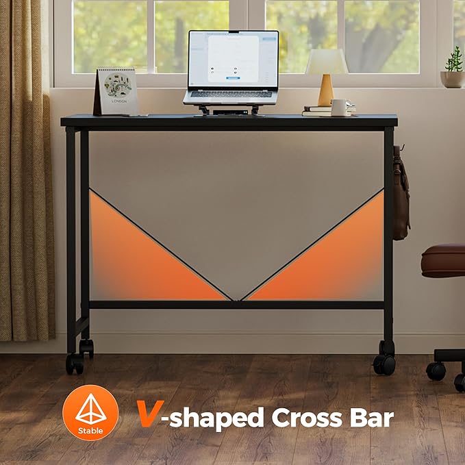 Rolling Computer Desk with Wheels, Gaming Desk - Image 6