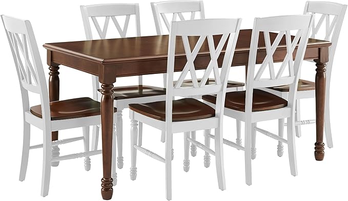 Crosley Furniture Shelby 7-Piece Dining Table Set, Distressed White/Dark Cherry by CrosleyFurniture