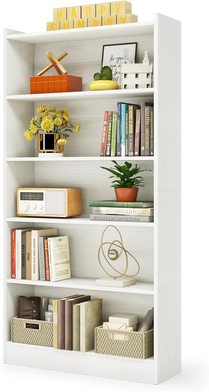 Tribesigns 72-inch Tall Bookcase, Modern 6-Tier White Library Bookshelf - Image 8