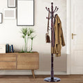 Coat Racks Free Standing with 14 Hooks, Natural Wood Coat Stands by Sauqzoh