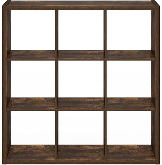 Furinno Cubicle Open Back Decorative Cube Storage Organizer, Amber Pine - Image 9