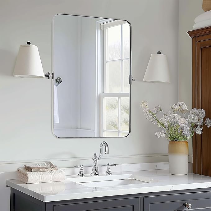 MOON MIRROR Polished Chrome Pivot Mirror by MOONMIRROR