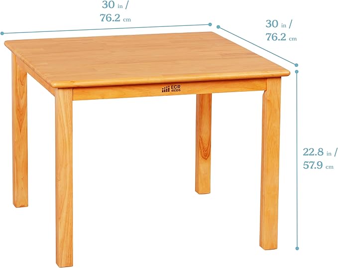 ECR4Kids 30in x 30in Square Hardwood Table and Chair Set, 12in Seat Height - Image 2