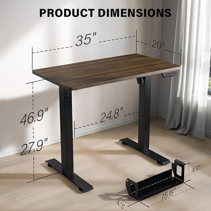 Kingant Standing Desk Height Adjustable Small Electric Stand Up Desks - Image 3