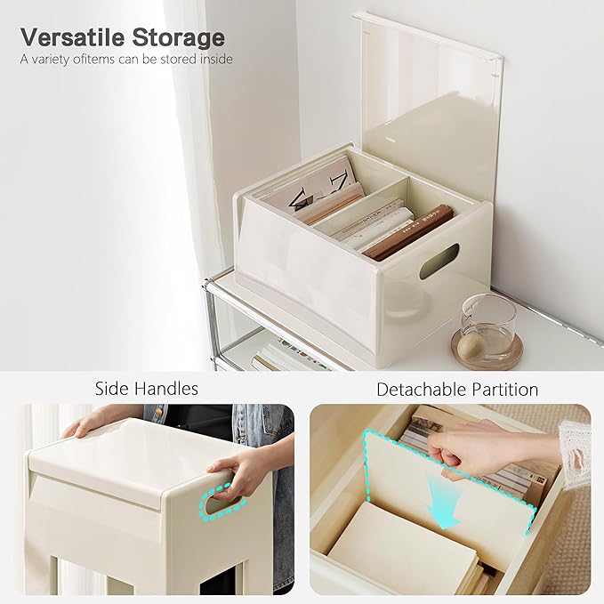 Nightstand Bedside with Storage Space, Dorm and Small Spaces, Easy Assembly - Image 5