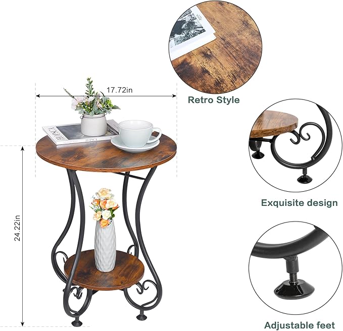 Side Table, Small Round End Table - Image 2