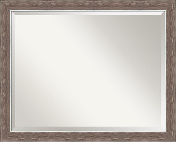 Amanti Art Brown Wall Mirror 26x32 Noble Mocha Rectangle Bathroom Mirror by AmantiArt