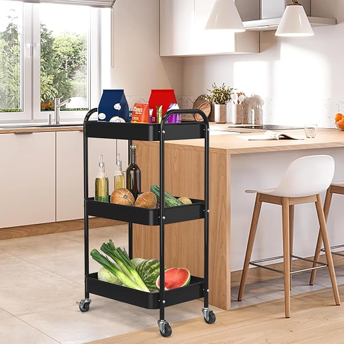 3-Tier Rolling Metal Storage Cart - Image 4
