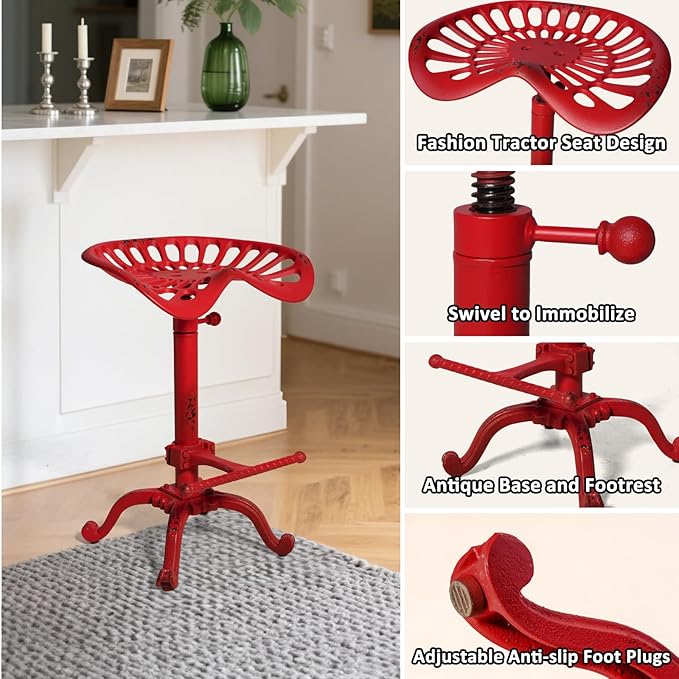 LOKKHAN Rustic Industrial Bar Stool - Image 8