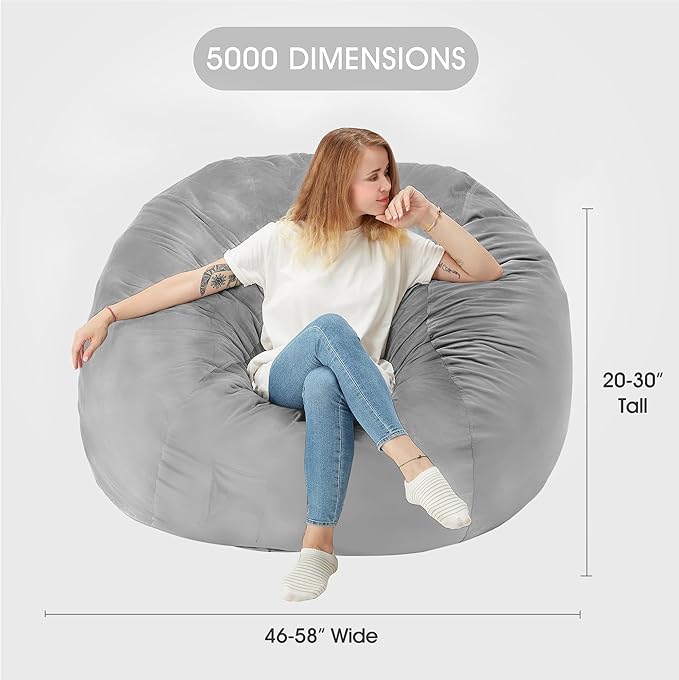 HABUTWAY Bean Bag Chair: Giant 5' Memory Foam Furniture Bean Bag Chairs - Image 3