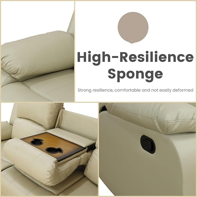 Leather Recliner Sofa Couch, 3-Seater Home Theater Seating Reclining Sofa - Image 4
