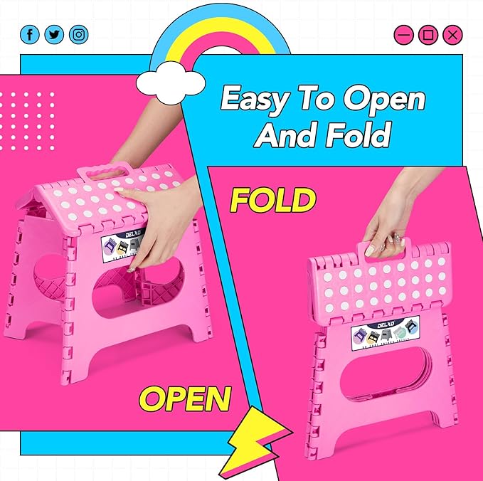 Delxo Folding Step Stool, 11 Inch Non-Slip Foldable Step Stools, Portable - Image 4