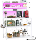 Aheaplus Bakers Rack with Power Outlet, Microwave Stand, 5 Tiers Coffee Bar by Aheaplus
