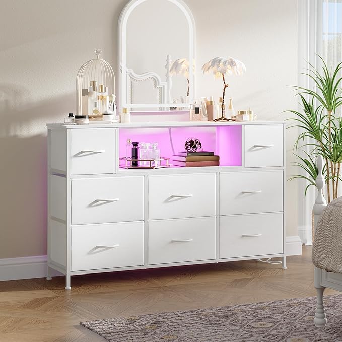 Somdot White TV Stand, Dresser for Bedroom for 55 inch TV - Image 8