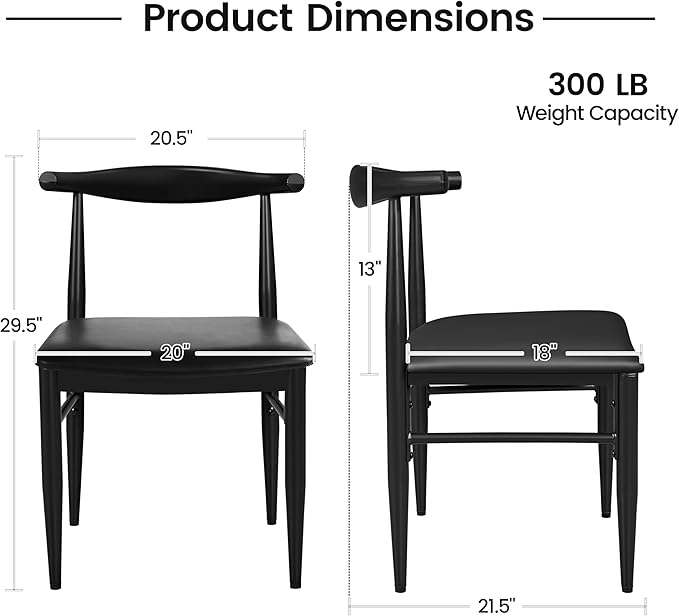 Yaheetech Dining Chairs Set of 2 Mid Century Modern Leather Dining Room Chairs - Image 3