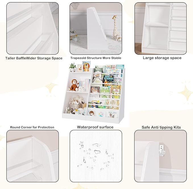 Lkeiyay Kids Bookshelf and Toy Storage, Nursery Bookshelf, Single-Sided Book - Image 6