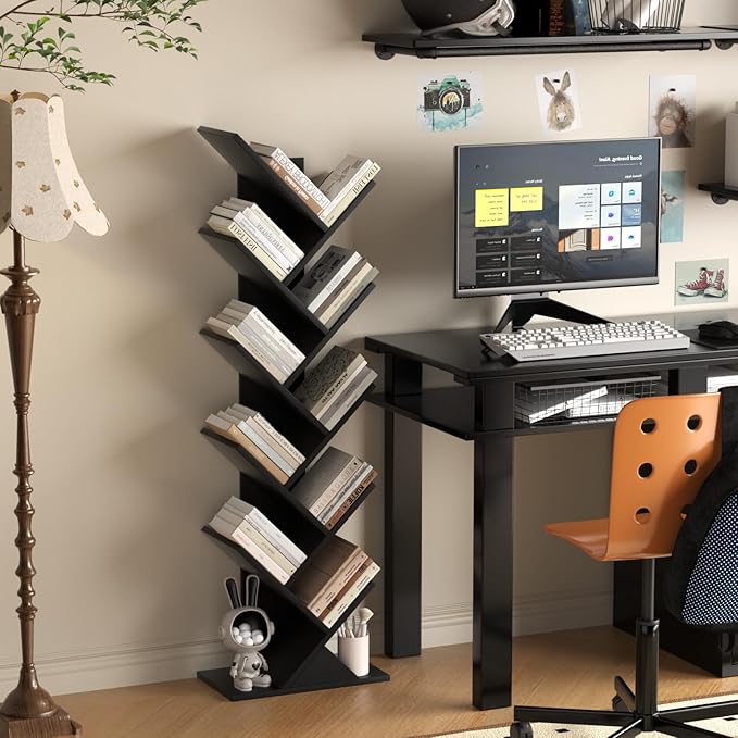 10 Tier Tree Book Shelf, Floor Standing Wood Bookshelf - Image 6