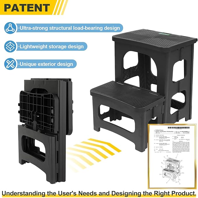 Folding 2-Step Stool for Adults Kids Non-Slip Collapsible Portable Step Stool - Image 3