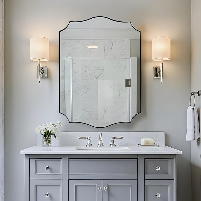ANDY STAR Brushed Nickel Mirror, 22x30 Inch Silver Bathroom Vanity Mirror - Image 5