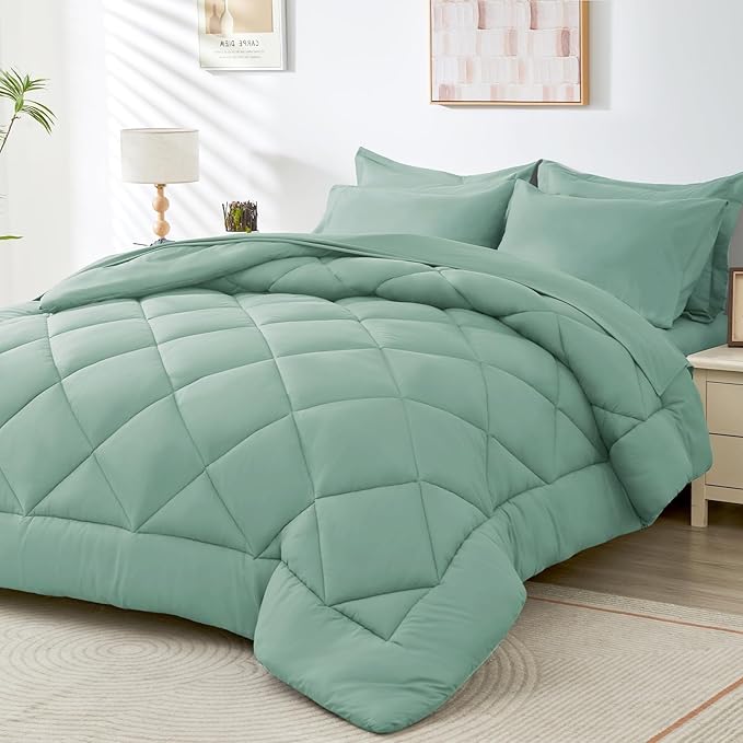 HEVUMYI Sage Green Twin Comforter Set by HEVUMYI