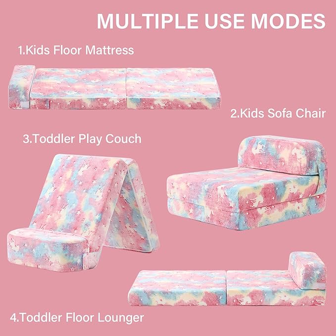 Tiita Folding Sofa Bed for Kids, Toddler Fold Out Couch Bed - Image 9