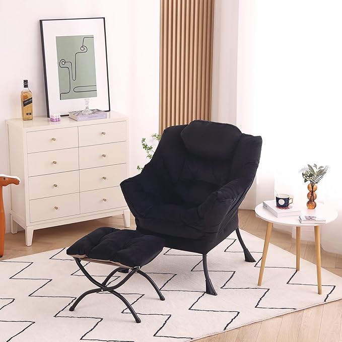 Lazy Chair with Ottoman, Modern Accent Chair Contemporary Lounge Leisure Sofa - Image 5